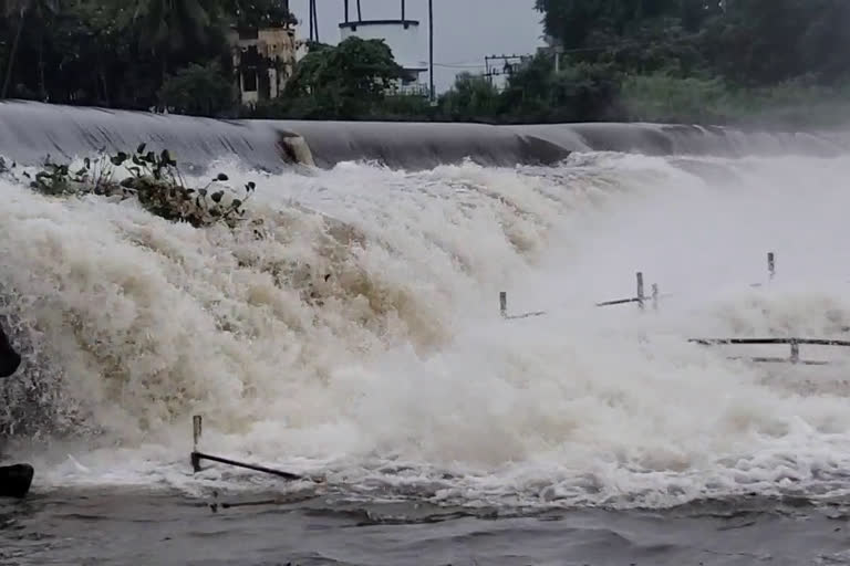 கொடிவேரி அணையில் வெளியேறும் உபரி நீர்