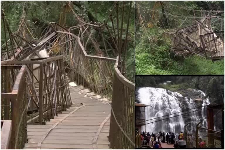 people outrage for damage  of abbi falls iron bridge at madikeri