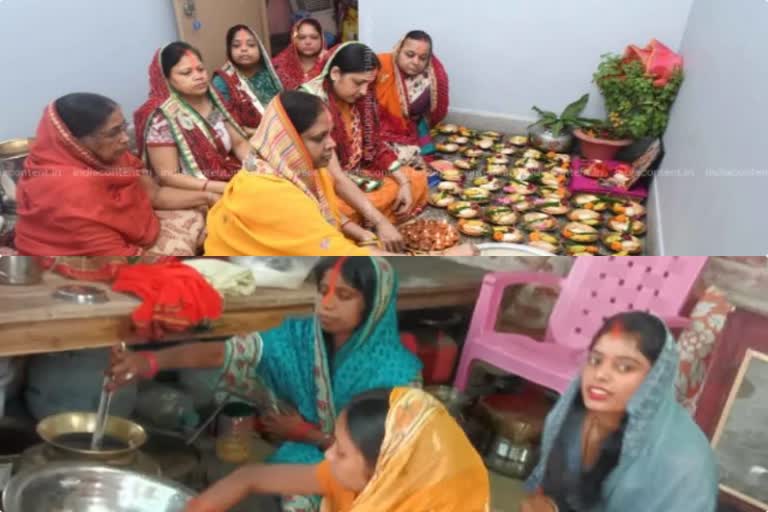 Second day of Chhath Puja vrati doing preparation of Kharna