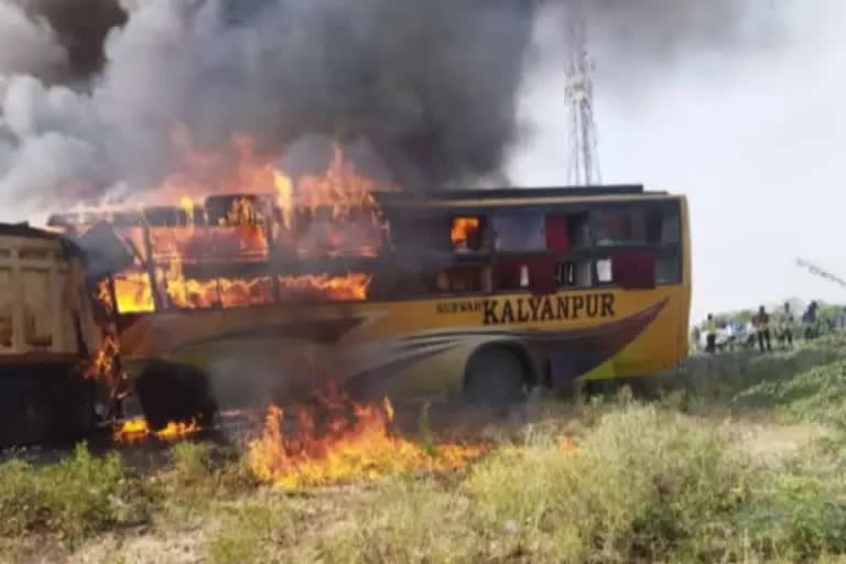 HEAD ON COLLISION BETWEEN BUS AND TANKER IN BARMER