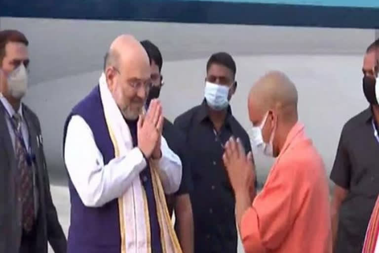 Amit Shah arrives in Varanasi