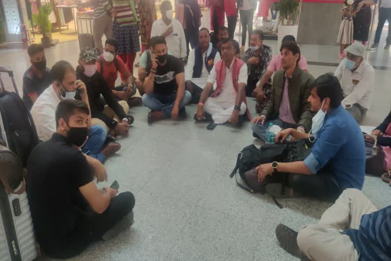 Bastar MP Deepak Baij protest at Hyderabad airport