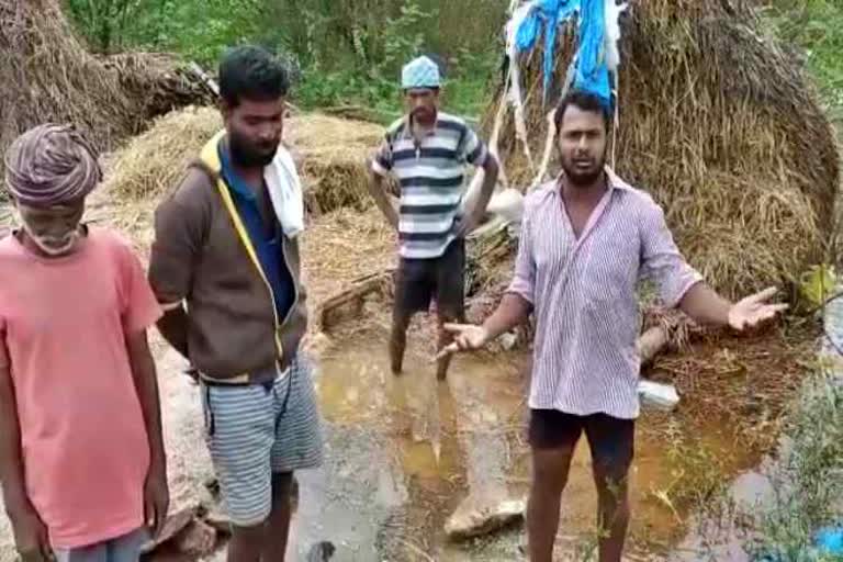 Water flows in residential area due to heavy rain