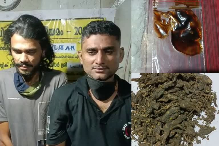 two held with drugs in wayand  drug case wayand  വയനാട്ടില്‍ മയക്ക്‌ മരുന്നുമായി രണ്ട്‌ പേര്‍ പിടിയില്‍  വയനാട്ടില്‍ മയക്കുമരുന്നുമായി യുവാക്കള്‍ പിടിയില്‍  വയനാട്ടില്‍ യുവാക്കള്‍ പിടിയില്‍  wayanad drug case  excise search at check post  muthanga check post  മുത്തങ്ങ ചെക്ക് പോസ്റ്റ്  മുത്തങ്ങ ചെക്ക് പോസ്റ്റിൽ പരിശോധന