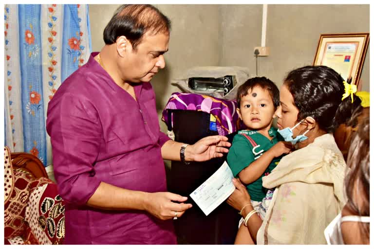 Himanta Biswa Sarma meets family of late Assam Rifles jawan Suman Swargiary