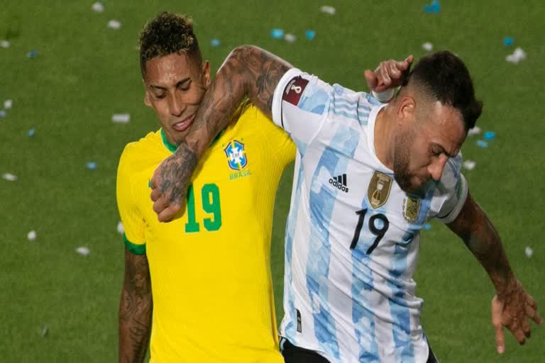 Nicolas Otamendi  raphinha  Argentina-Brazil  FIFA World Cup qualifier  Argentina defender Nicolas Otamendi  Brazil forward Raphinha  ബ്രസീൽ-അർജന്‍റീന  നിക്കോളാസ് ഒട്ടമെന്‍ഡി  ആന്ധ്രെസ് കുന്‍ഹ