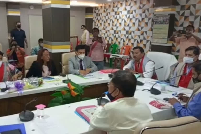 chief secretary of  assam jishnu baruah visits  karbi anglong for Covid vaccination update