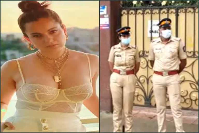 Mumbai Flash: Big police security outside actress Kangana Ranaut's house