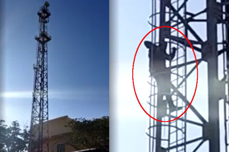 man climb up on tower