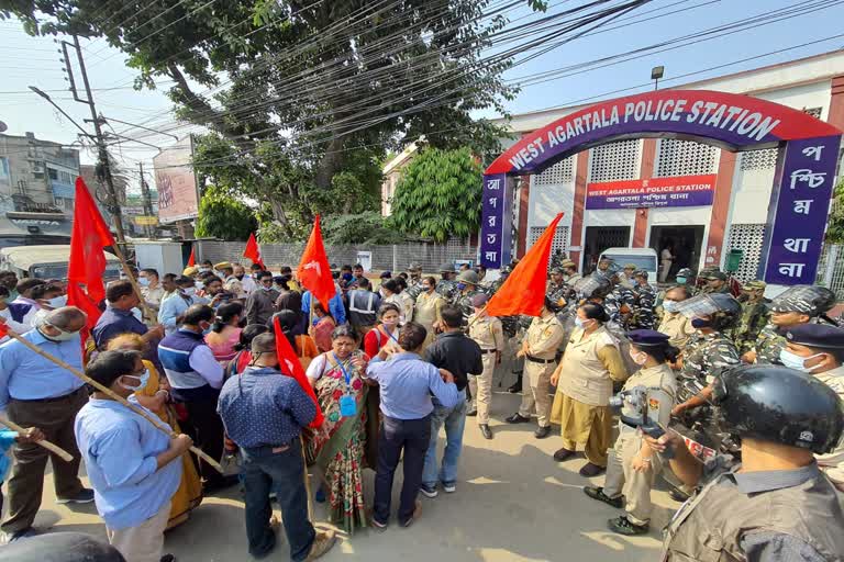 CPIM protests against violence in Tripura Election