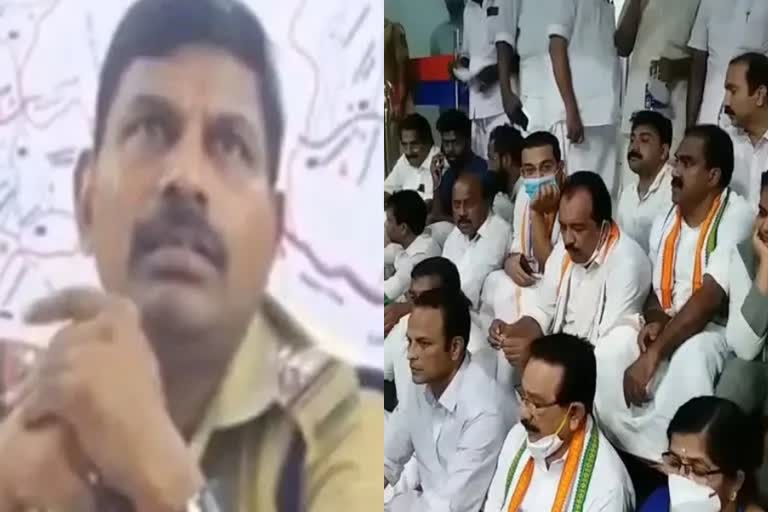 Government action  CI Sudhir suspended  Congress protest  Sit in strike  സി.ഐ സുധീറിന് സസ്പെൻഷൻ  കോൺഗ്രസ് പ്രതിഷേധം  കുത്തിയിരിപ്പ് സമരം  സർക്കാർ നടപടി  Mofiya Parveen suicide  മൊഫിയ പർവീൺ ആത്മഹത്യ