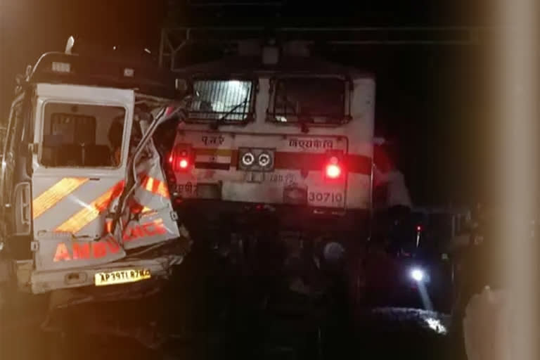 Train hit ambulance in Palasa, ambulances hit by train at palasa railway station