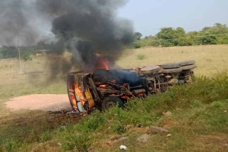 Lorry fire in kataram