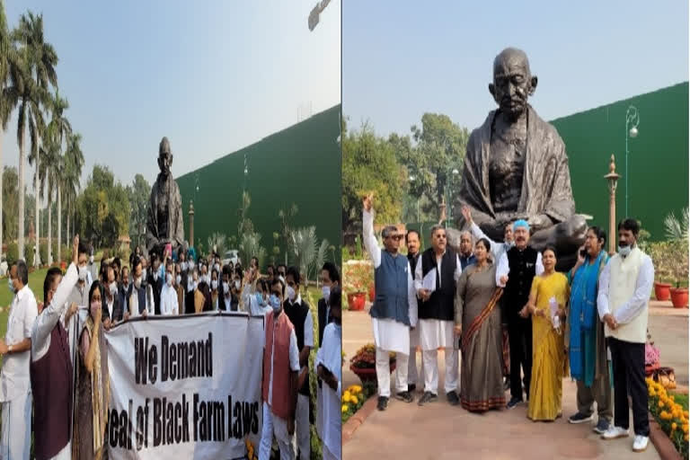 Congress and TMC Protest Out Side Parliament