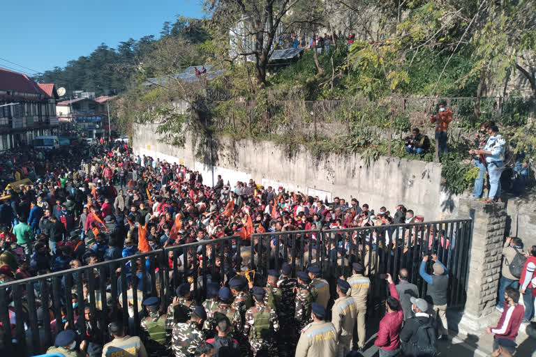 Bharatiya Mazdoor Sangh Shimla Protest at the main gate of Himachal Pradesh Secretariat