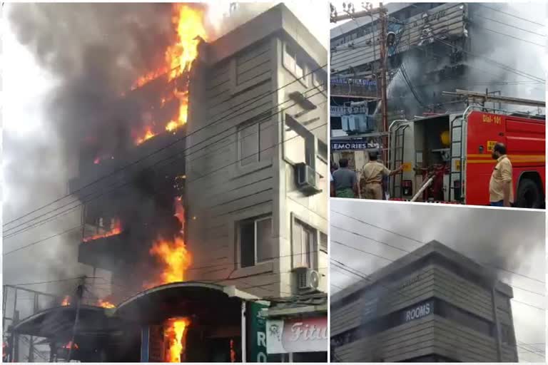 Three floor Building catches fire in edappally  ernakulam news  kerala news  ഇടപ്പള്ളി മൂന്നുനില കെട്ടിടം തീപിടിച്ചു  എറണാകുളം വാര്‍ത്ത  കുന്നുംപുറം മൂന്നുനില കെട്ടിടം അഗ്നിബാധ