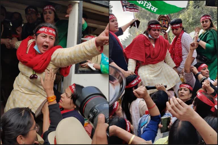 mahila congress protest against rising prices   (Photo: ETV Bharat)