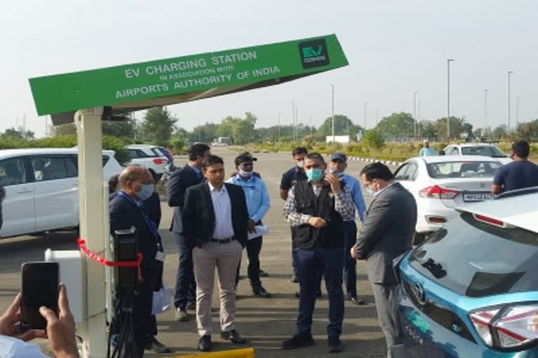 भोपाल एयरपोर्ट पर इलेक्ट्रिक वाहन चार्जिंग सुविधा