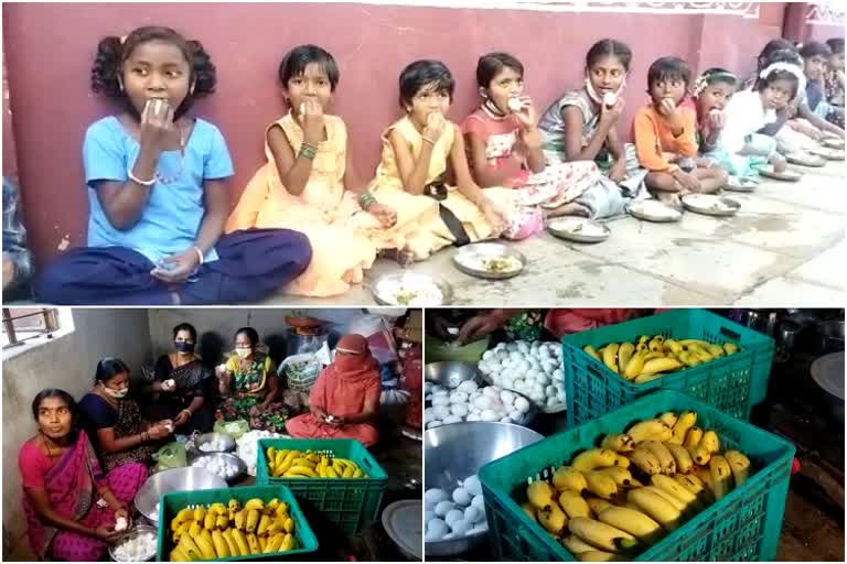 egg and banana distribute for  students