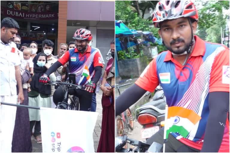 Cycling against drug use  keralite conducts india tour in cycle  keralite conducts cycling against drug use  മയക്കുമരുന്ന് ഉപയോഗത്തിനെതിരെ സൈക്കിൾ സവാരി  സൈക്കിളിൽ ഇന്ത്യാ പര്യടനം  മയക്കുമരുന്നിനെതിരെ സൈക്കിളിൽ സവാരി ചെയ്‌ത് മലയാളി