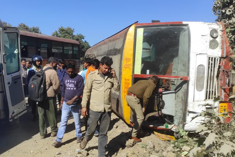 Roadways bus overturned