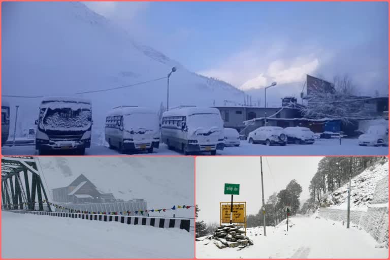 snowfall in tourist city manali