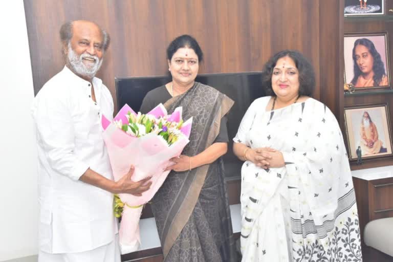 VK Sasikala met actor Rajinikanth at his home