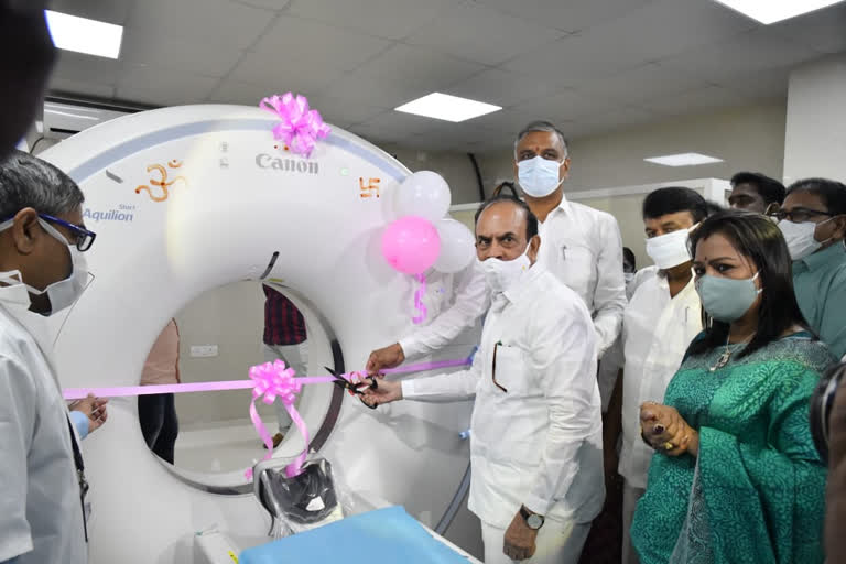 Harish rao in Gandhi hospital, ct scan