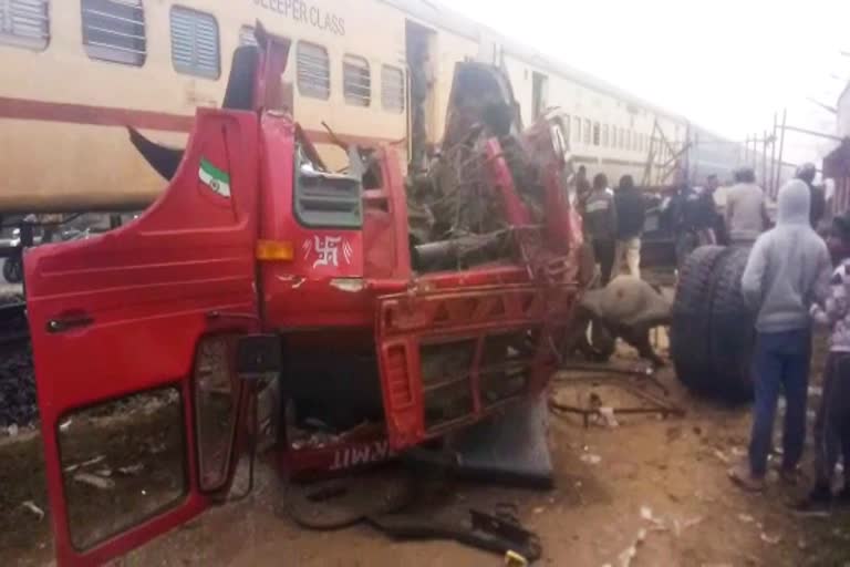 Train hits trailer in Jorhat