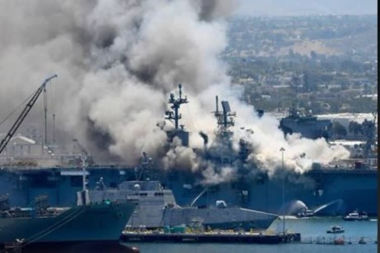 fire on american warship