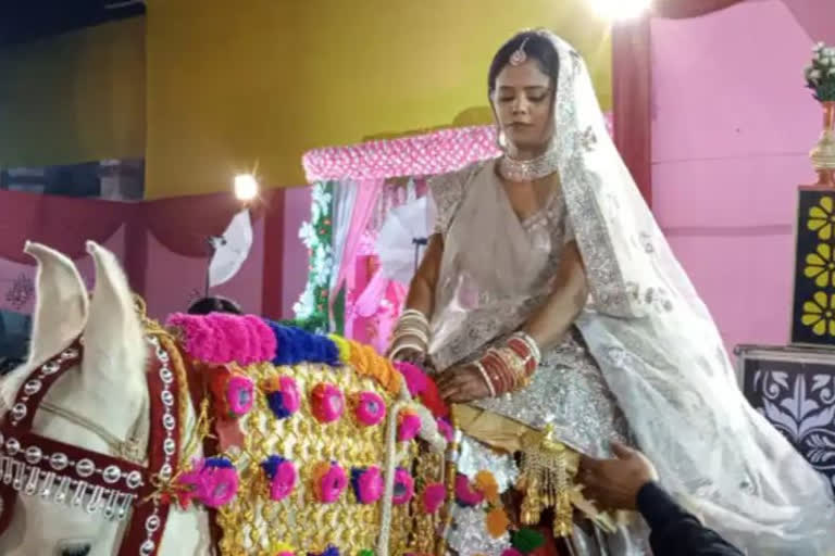 Air hostess Dulhan riding on horse goes to groom's house to tie the knot in Bihar