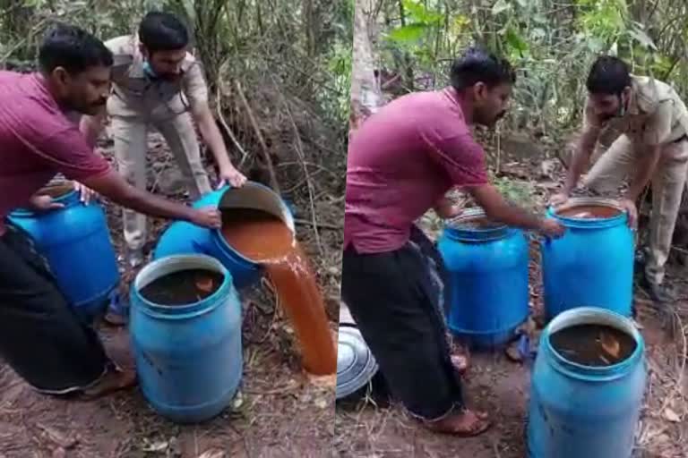 Wash seized raid at Nadapuram  500 litres of wash seized  500 ലിറ്റർ വാഷ് പിടികൂടി