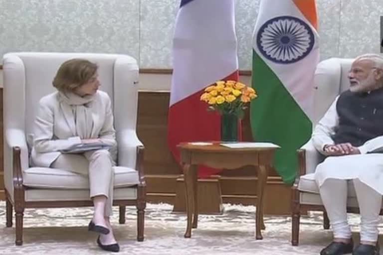 French Defense Minister Florence Parle with Prime Minister Modi