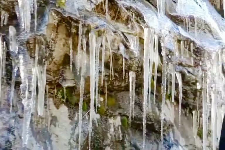 water frozen due to cold in harsil valley