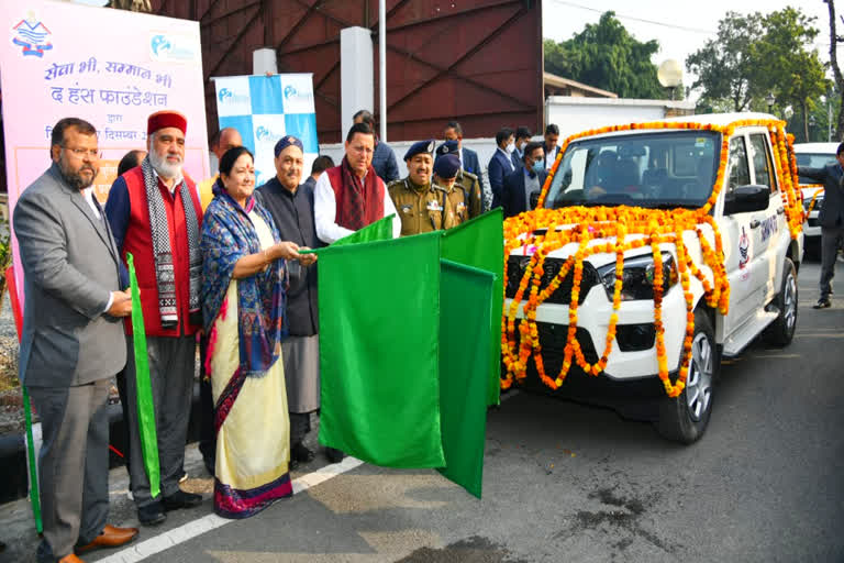 pushkar dhami flag off uttarakhand police vehicle