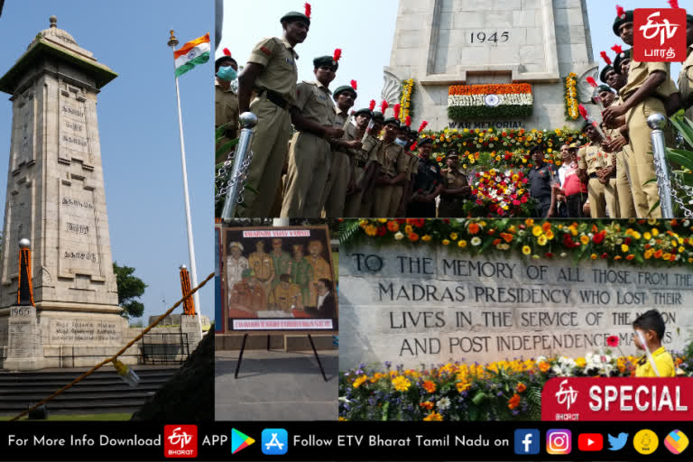 Chennai Victory War Memorial, Chennai Victory War Memorial ETV Bharat special Story, History of Chennai Victory War Memorial, Special Feautres of Chennai Victory War Memorial, Chennai Victory War Memorial location, Chennai Victory War Memorial opens till December 19 5pm, Public allowed for 4 days in Chennai Victory War Memorial, சென்னை வெற்றிப் போர் நினைவுச்சின்னம், சென்னை வெற்றிப் போர் நினைவுச்சின்னம் ஈடிவி பாரத் சிறப்பு தொகுப்புகள், சென்னை வெற்றிப் போர் நினைவுச்சின்னத்தின் வரலாறு, வெற்றிப் போர் நினைவுச்சின்னத்தின் சிறப்பு, டிசம்பர் 19ஆம் தேதி மாலை 5 மணி வரை, சென்னை வெற்றிப் போர் நினைவுச்சின்னம் செல்ல அனுமதி, வெற்றிப் போர் சின்னம் உள்ள இடம்