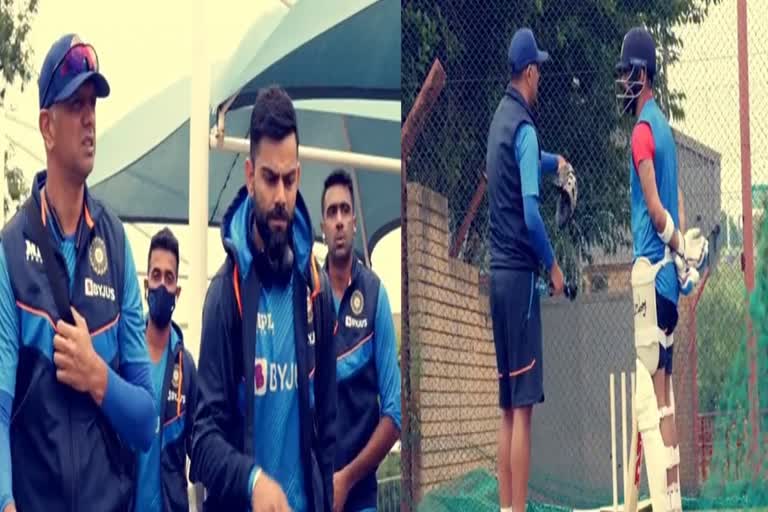 Indian team has first full training session; Dravid gives batting tips to Kohli