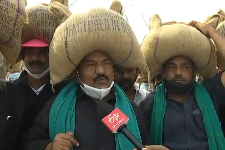 TRS protests in sathupalli