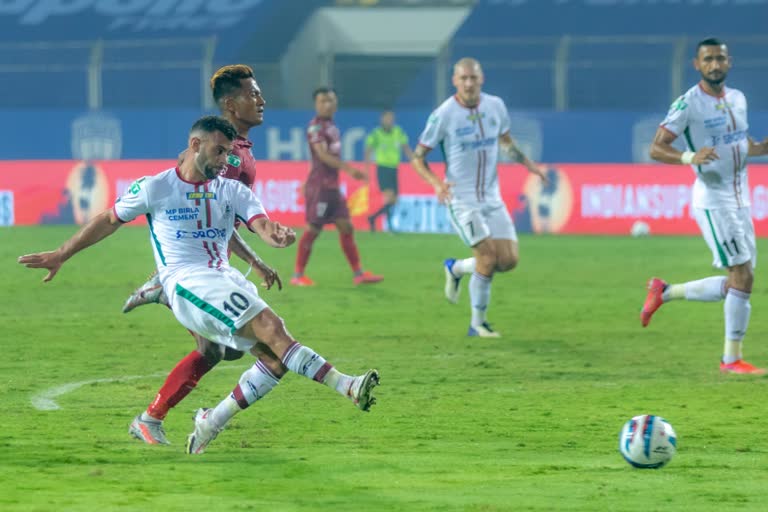 ISL 2021  ATK MOHUN BAGAN BEAT NORTH EAST UNITED  ISL UPDATE  isl point table  നോർത്ത് ഈസ്റ്റിനെതിരെ മോഹൻ ബഗാന് ജയം  ഇന്ത്യൻ സൂപ്പർ ലീഗ്  ഐഎസ്എൽ 2021  കേരള ബ്ലാസ്റ്റേഴ്‌സ്  ഹ്യൂഗോ ബൗമസിന് ഇരട്ടഗോൾ