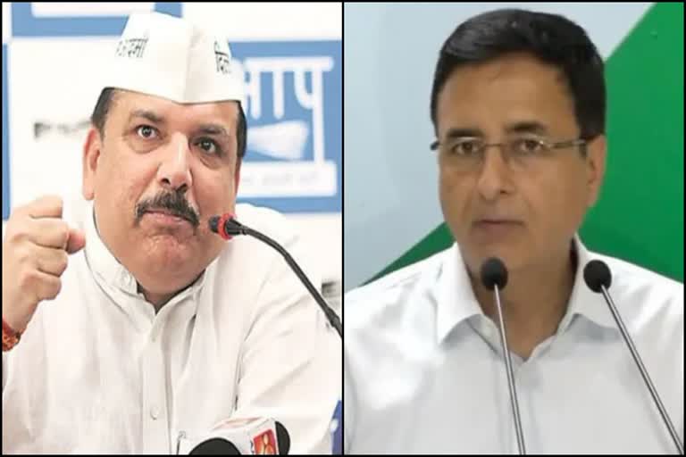 AAP leader Sanjay Singh and Congress leader Randeep Surjewala