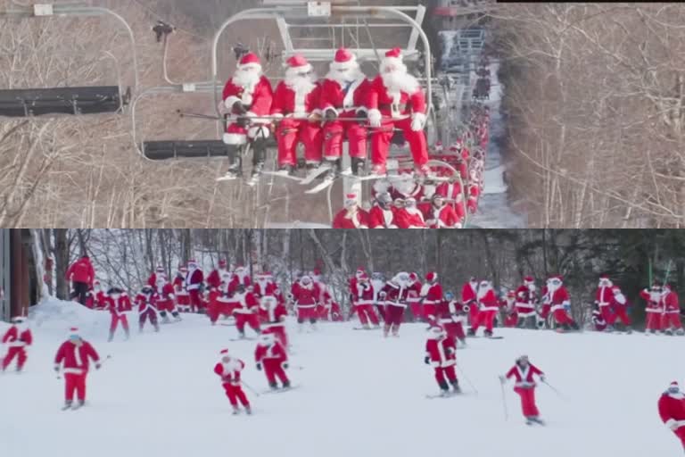 USA in charity run  snowboarders dressed  Santa Claus  Sports news  Santas