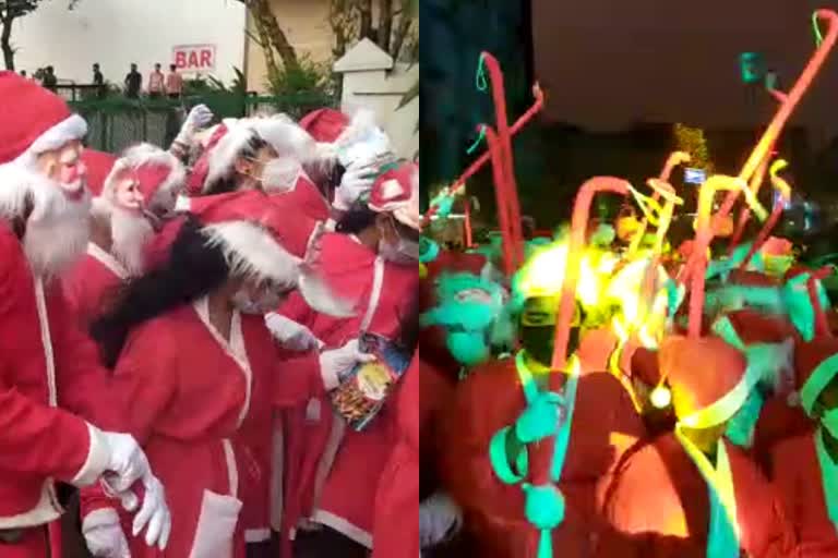 Christmas Carol Rally organized in ernakulam  കോതമംഗലം പട്ടണത്തിൽ പാപ്പക്കൂട്ടം ഇറങ്ങി  കോതമംഗലത്ത് കരോള്‍ റാലി സംഘടിപ്പിച്ചു