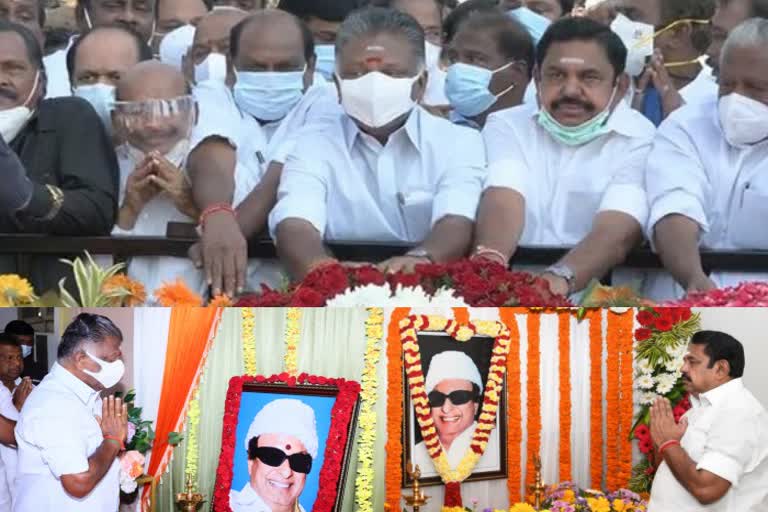 எம்ஜிஆரின் 34ஆவது நினைவு நாள்: ஓபிஎஸ், இபிஎஸ் மரியாதை