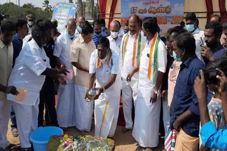 17th Tsunami memorial day tribute by Puducherry  puducherry government ministers participate to function  புதுச்சேரி அமைச்சர்கள் சுனாமி நினைவு தினத்தையொட்டி அஞ்சலி  புதுச்சேரி சபாநாயகர் செல்வம் அமைச்சர் லட்சுமிநாராயணன்