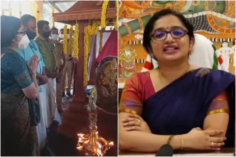 pathanamthitta district collector sang in front of ayyappan  collector divya s iyer singing  ഗാനാർച്ചന നടത്തി പത്തനംതിട്ട ജില്ല കലക്‌ടർ ദിവ്യ എസ് അയ്യർ