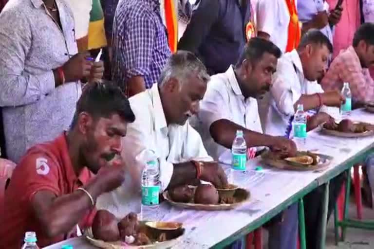 Mudde eating competition in Mandya