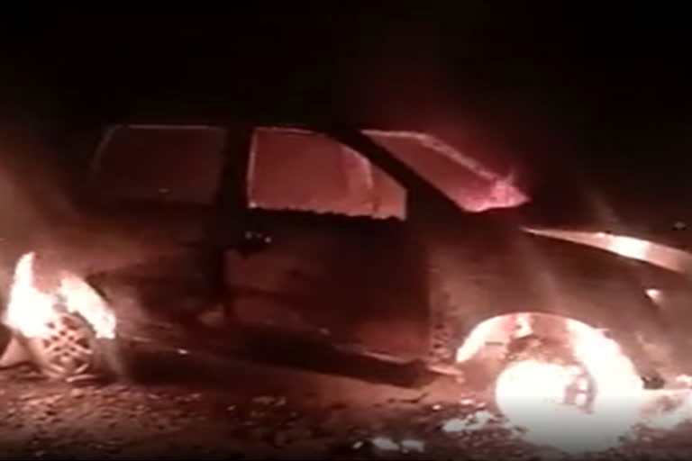 Car on fire in Sirohi