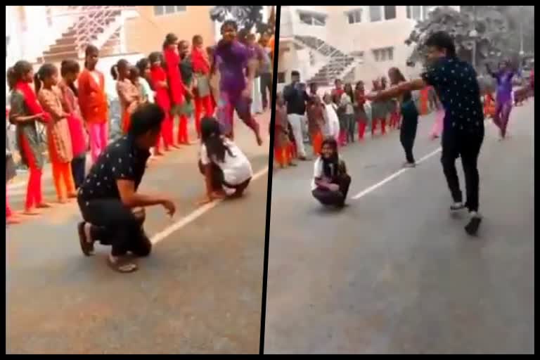 shiva Rajkumar plays kho kho with Mysore shaktidhama children