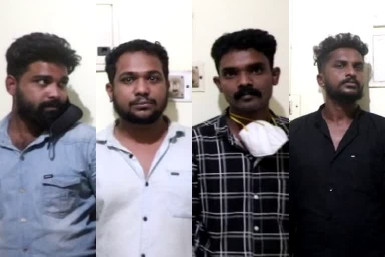 four arrested for attacking youth in kaniyapuram  drunkards attack in kaniyapuram  കണിയാപുരം മദ്യപസംഘം അക്രമം  മദ്യപസംഘം ആക്രമണം അറസ്റ്റ്