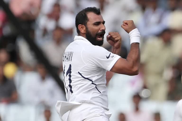 Mohmmad Shami shines in fall of wickets, India's innings heavy